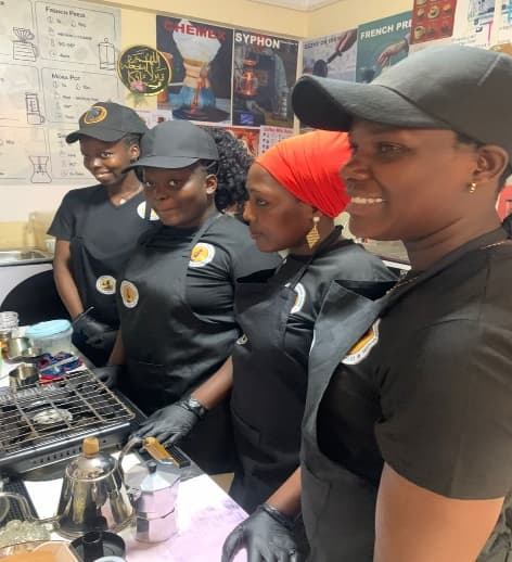 Students training on the counter