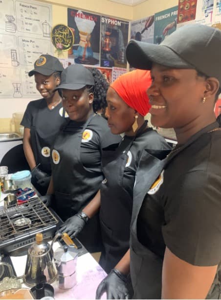 RIYADH baristas training on the espresso counter